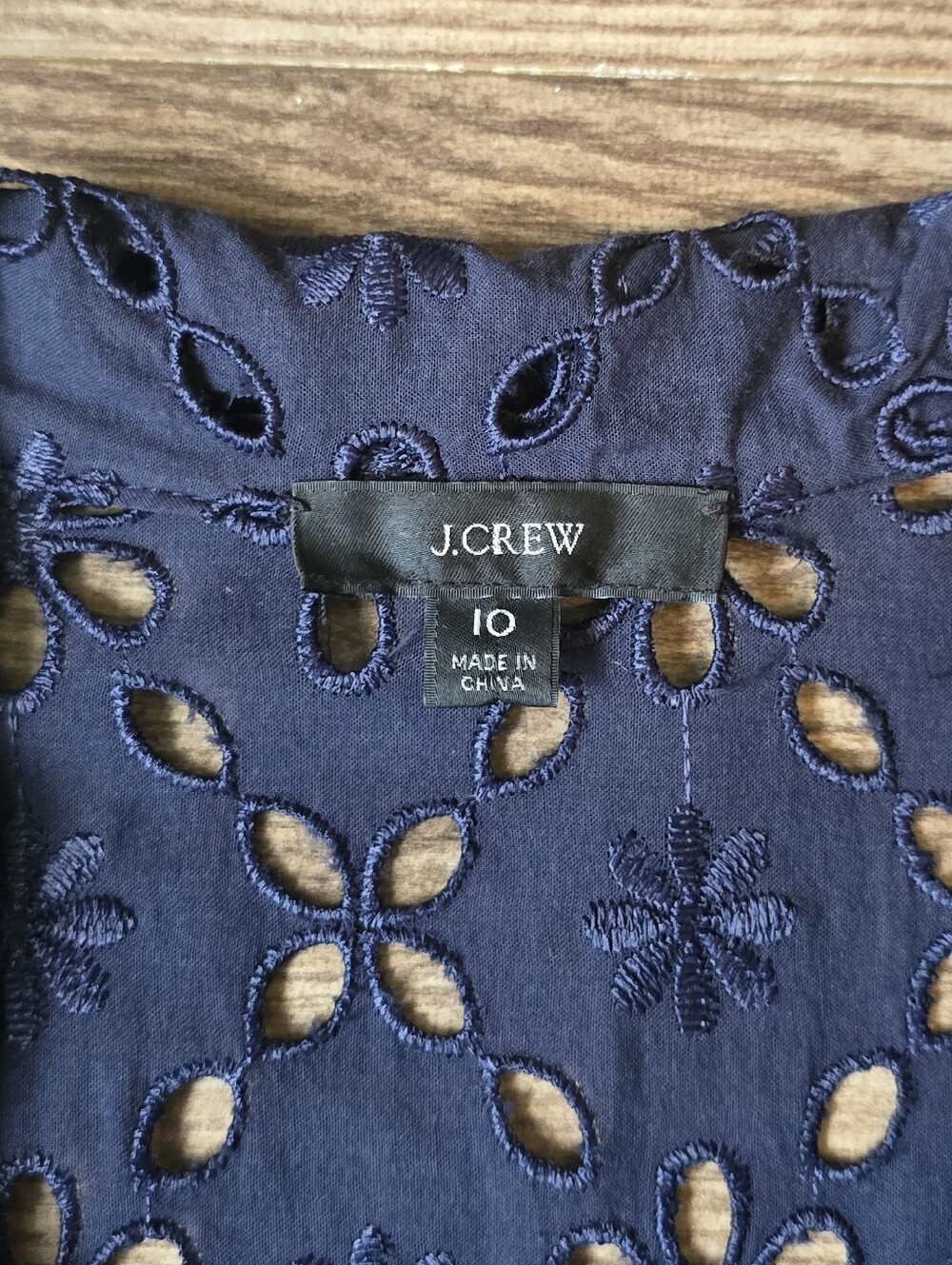 J.Crew Dress Womens 10 Navy Mahalia Embroidered Eyelet Midi Cottagecore Coastal - Picture 3 of 8